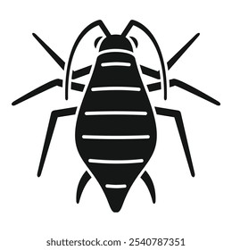 Black glyph icon representing an aphid, a small sap sucking insect, known as a common garden pest