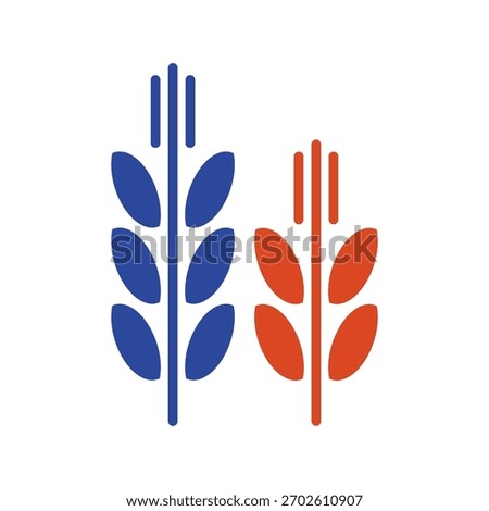 A black glyph icon of two stylized wheat ears. This symbol represents natural ingredients, agriculture, and grain products, perfect for bakery or organic food themes.