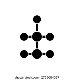 Icono de glifo negro de la columna de Vertical con cuatro nodos de red en estilos distintos