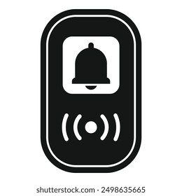 Black glyph icon for a wireless intercom system showing a bell icon