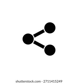 Icono negro de glifo compartido que consta de tres círculos conectados por líneas. El diseño es simple, plano y adecuado para su uso en interfaces de usuario y aplicaciones.