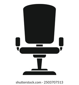 Black glyph style icon of an adjustable swivel chair