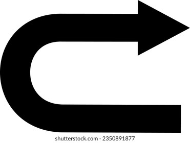 Icono de flecha de retorno de color negro, simple vector u girar el puntero de forma diseño plano pictograma concepto vector para anuncios web de aplicaciones botón de banner ui ux elementos de interfaz. Diseño vectorial reemplazable.