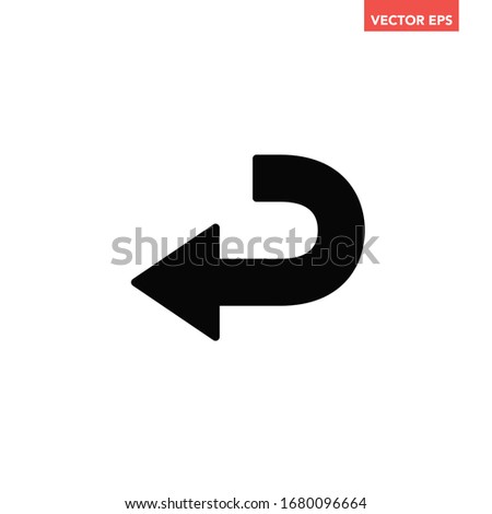 Black go back return arrow icon, simple vector u turn shape pointer flat design pictogram concept vector for app ads web banner button ui ux interface elements isolated on white background