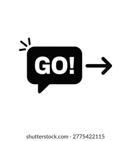Black GO speech bubble with arrow