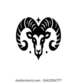 Ilustración vectorial de diseño de logotipo de cabeza de cabra negra