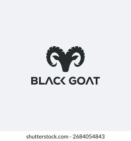 Ilustración vectorial de diseño de logotipo de cabeza de cabra negra