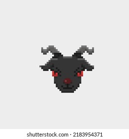 black goat head in pixel art style