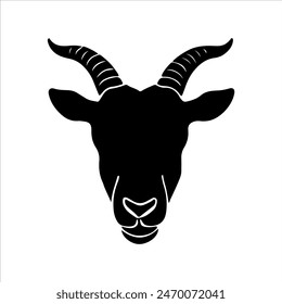 Black goat head silhouette isolated on white background. Goat head icon vector illustration design.