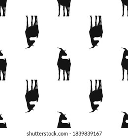 Black goat icon isolated seamless pattern on white background. Vector illustration