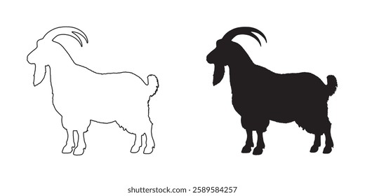 Black Goat Outline - Timeless Goat Vector Design
