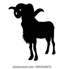 black goat silhouette design on a white background.