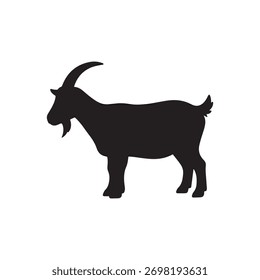Ilustración plana de Vector de icono de silueta de cabra negra