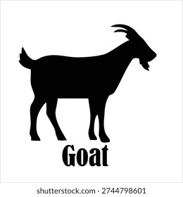 Black Goat Silhouette Vector Illustration Isolated on White Background