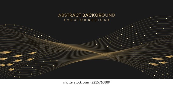 Diseño de fondo abstracto de oro negro con textura de onda suave de lujo brillante