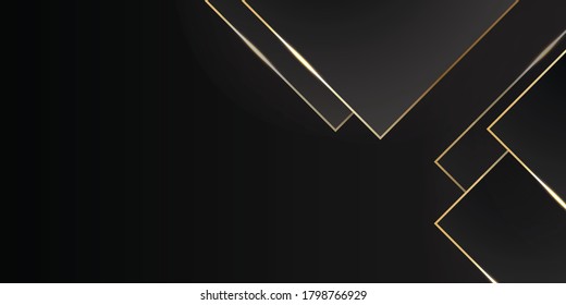 Black and gold abstract background. Modern black background with gold line composition. Vector illustration design for banner, presentation, business card, flyer and much more
