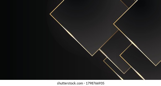 Black and gold abstract background. Modern black background with gold line composition. Vector illustration design for banner, presentation, business card, flyer and much more