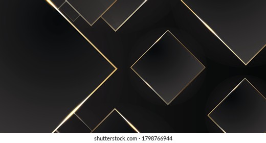 Black and gold abstract background. Modern black background with gold line composition. Vector illustration design for banner, presentation, business card, flyer and much more