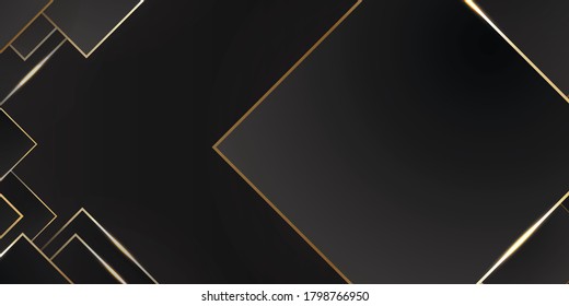 Black and gold abstract background. Modern black background with gold line composition. Vector illustration design for banner, presentation, business card, flyer and much more