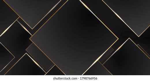 Black and gold abstract background. Modern black background with gold line composition. Vector illustration design for banner, presentation, business card, flyer and much more