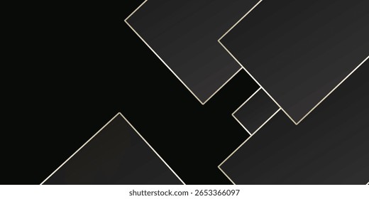 Fondo abstracto negro y oro. Fondo negro moderno con composición de línea dorada. Diseño de la Ilustración vectorial para el Anuncio, la presentación, la tarjeta de visita, el volante y mucho más
