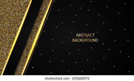 Black and gold abstract background overlap, message board for text. Background for template design. vector illustration EPS 10