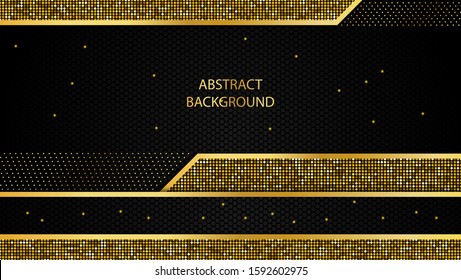 Black and gold abstract background overlap, message board for text. Background for template design. vector illustration EPS 10