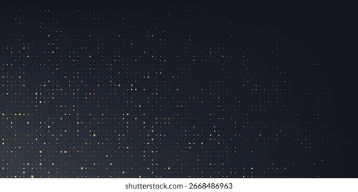 Black and gold abstract background. Overlapping layers adorn the golden dots. Vector illustration.