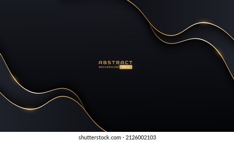 black and gold abstract background with round shape and shadow