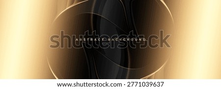 Black and gold abstract background showcasing flowing metallic ribbons and subtle glow, luxury atmosphere with satin gradients, elegant curves, and opulent texture perfect for gala invitations.