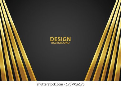 Black Gold Abstract banner modern futuristic graphic background. Black background with stripes. Vector abstract background texture design, poster, banner black and gold background Vector illustration.