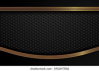 Fondo geométrico abstracto negro y dorado. diseño de fondo geométrico con textura de metal perforado. Concepto de forma moderna. Vector 3D. Fácil de editar y personalizar. EPS10.