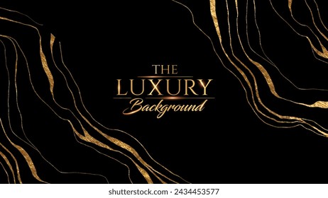 Black and Gold Abstract Luxury Background. Modern Minimal Premium Design Template. Amazing Welcome Invite. Grand Celebration Banner for Birthday and Anniversary. Elegant Decorative Layout Template.