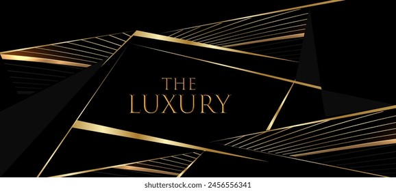 Black and Gold Abstract Luxury Background. Modern Minimal Premium Design Template. Amazing Welcome Invite. Grand Celebration Banner for Birthday and Anniversary. Elegant Decorative Layout Template. 