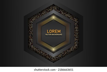 black and gold abstract polygonal luuxury frame vector 