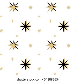 black and gold abstract seamless vector pattern background illustration with stars