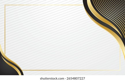 Ondas abstractas de oro negro sobre fondo blanco