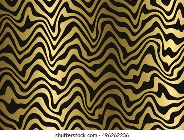 Fundo ondulado abstrato preto e dourado