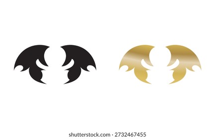 Diseño de logotipo de alas de ángel negro y dorado. Ilustración vectorial mínima que muestra alas de ángel negras y doradas, adecuadas para la marca, logotipos de lujo, temas espirituales y uso moderno del Diseño gráfico.

