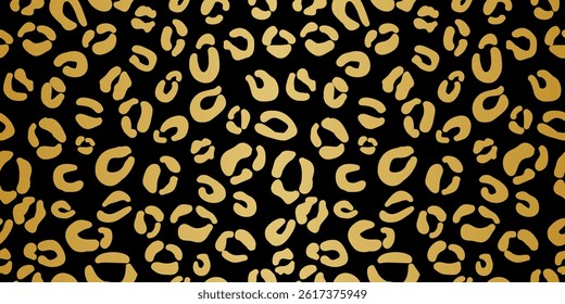 Black and gold animal cheetah or leopard print gradient metallic vector pattern background design