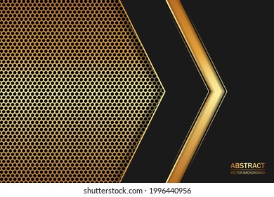 Black and gold arrows on a gold carbon fiber grid.