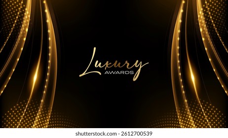 Black and Gold Award Background. Creative Concept Template. Classy Premium Wedding Card. Grand Luxury Decorative Banner for Wedding and Birthday. Premium Congratulations Card. Event Invitation.