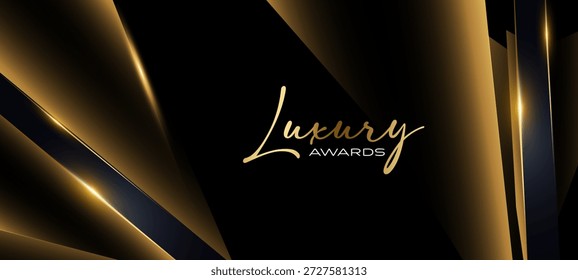 Hintergrund des Schwarz-Gold-Preises. Vorlage für kreative Konzepte. Hochzeitskarte der Extraklasse. Großer Luxus-Deko-Banner für Hochzeit und Geburtstag. Premium-Glückwunschkarte. Einladung zur Veranstaltung.