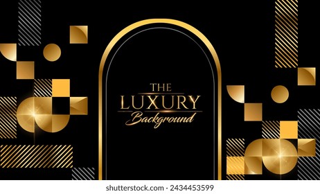 In: Black and Gold Award Background. Moderne Luxus- und Premium-Design-Vorlage. Schöne Hochzeitsvorlage. Feiern von Grafiken für Geburtstag und Event-Anlass. Königlich aussehendes kreatives Design-Muster.