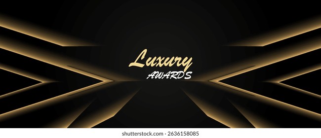 Black and Gold Award Background. Modern Luxury and Premium Design Template. Beautiful Wedding Template. Celebrating Graphics for Birthday and Event occasion. Royal Looking Creative Design Pattern.