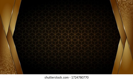 Black Gold Background Abstract Geometric Shapes Stock Vector (Royalty ...