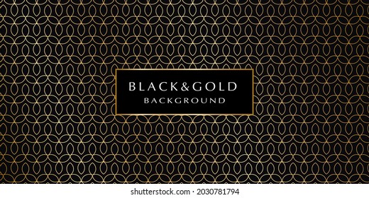 Black and gold background. Abstract luxury background with gold floral pattern on a black background for your design. Modern design of sites, posters, banners, postcards, printing, EPS10 vector
