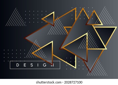 Black and Gold background with abstract triangle geometric shapes modern element.