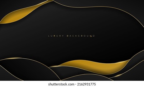 Diseño de fondo dorado negro con un diseño de concepto lujoso y dorado brillante