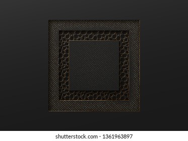 Black and gold background with geometric texture tunnel style cut out paper embossing pattern